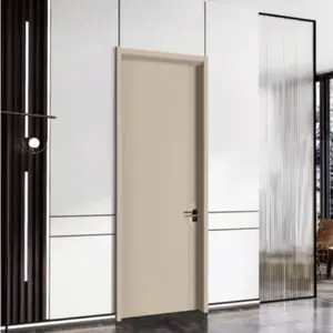 Puertas de madera para interiores de Casa Diseño abatible Chapa de madera MDF Puerta de madera con marco Puertas interiores modernas precolgadas - Product Image 3