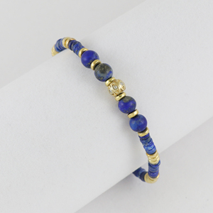 Bracelet à breloques en argent sterling plaqué or avec pierres de lapis-lazuli et de zircon, nouveau design, pour femmes - Cadeau de fiançailles - Product Image 2