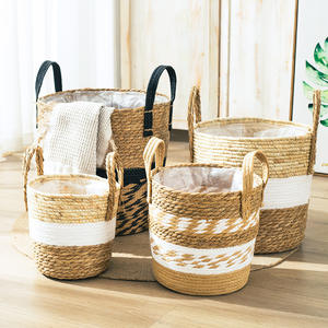Pot de fleurs décoratif, pot de fleurs personnalisé, corde de coton et panier de paille faits à la main, vente <span class=keywords><strong>en</strong></span> gros - Product Image 5