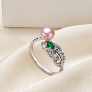 Anillos de Pluma al por Mayor, Joyería de Perlas de Zhuji, Joyería de Aleación de Cobre, Anillos de Perlas de Agua Dulce con Baño de Oro de 18K para Mujer - Product Image 2