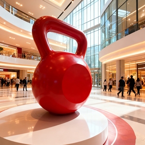 CS071 Oversized <b>Kettlebell</b> Frp Statue Custom Art Sculpture For Gym Entrance Fitness Studio Decor Commercial Space Outdoor - Product Image 1