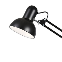 Lampe de bureau LED Joystar moderne blanche à piles, bras long réglable en fer noir, lampe de lecture à clipser pour chambre et bureau