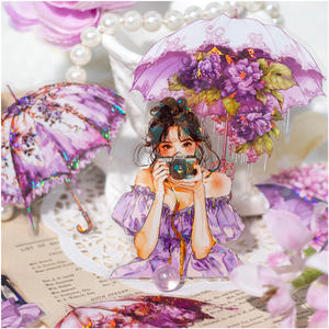 Lot de <span class=keywords><strong>10</strong></span> autocollants <span class=keywords><strong>d</strong></span>écoratifs Rainy Season Series Handbook avec matériel de collage créatif présentant le thème des personnages pluvieux - Product Image 1