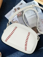 Sac à dos en peluche tendance style baseball rétro, bandoulière zippée, sac à bandoulière croisé en PU+Polyester, usage quotidien, best-seller