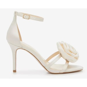 New Women's Summer Party Wedding Heeled Sandals Slingback Ankle Strap Round Toe <b>Open</b> Toe Upper with Flower Thin High Heel - Product Image 3