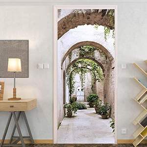 Autocollants de <span class=keywords><strong>porte</strong></span> 3D pour jardin en forme d'allée arquée, autocollants pelables et adhésifs, papier peint auto-adhésif 85x215cm, affiche murale, murale décorative pour chambre à coucher - Product Image 3