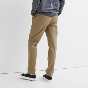 Por encargo de los hombres de entrenamiento de algodón Chinos Pantalones de cintura alta recto Color sólido ligero bordado estilo Casual al por mayor - Product Image 4