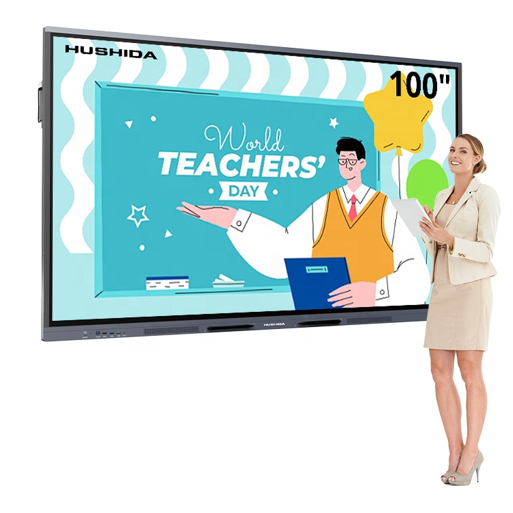 HUSHIDA 100 дюймов все в одном ПК умная цифровая инфракрасная Сенсорная Электронная Интерактивная белая доска для класса
