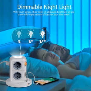 Multi-Socket avec 8 compartiments et 3 ports USB Protection contre les surcharges Court-circuit Noir Tour de prise <span class=keywords><strong>Rallonge</strong></span> rétractable - Product Image 6