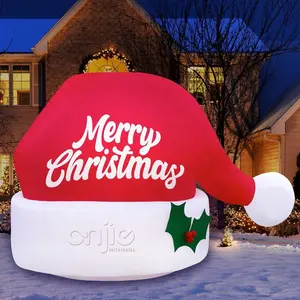 Topi Santa tiup raksasa topi tiup untuk dekorasi Natal luar ruangan halaman