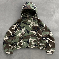 Sweat-shirt à capuche de créateur personnalisé, poids lourd, combinaison pour homme, survêtement évasé, baggy, 100% coton, véritable arbre, camouflage, pour homme