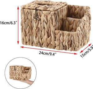 Water Hyacinth Braided Tissue Box Holder Cover <b>Cheap</b> Price Handmade Natural Eco Friendly Home Restaurant Hotel Decor - Product Image 3