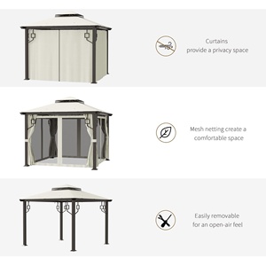 <span class=keywords><strong>Abri</strong></span> d'extérieur en aluminium blanc crème 10 'X 10' avec filet de <span class=keywords><strong>toit</strong></span> à double niveau et rideaux pour <span class=keywords><strong>jardin</strong></span> et pelouse - Product Image 6