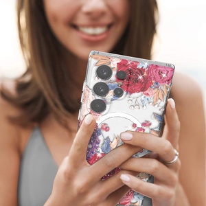 เคสแม่เหล็กลายดอกไม้กลิตเตอร์สุดหรูสำหรับซัมซุง S24 S23 S22ซีรีส์และซีรีส์ไอโฟนสำหรับเคสโทรศัพท์มือถือของผู้หญิง - Product Image 2