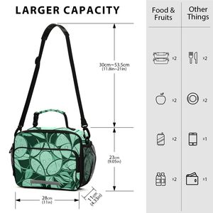 Leaf Print <b>Insulated</b> <b>Lunch</b> Bag Portable <b>Lunch</b> <b>Box</b> Bag with Shoulder Strap and Front Pocket for School Office Travel - Product Image 4