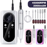 Kit de ponceuse à ongles électrique portable rechargeable en acier inoxydable de haute qualité 45000 tr/min, prise US, pour polissage de luxe des ongles