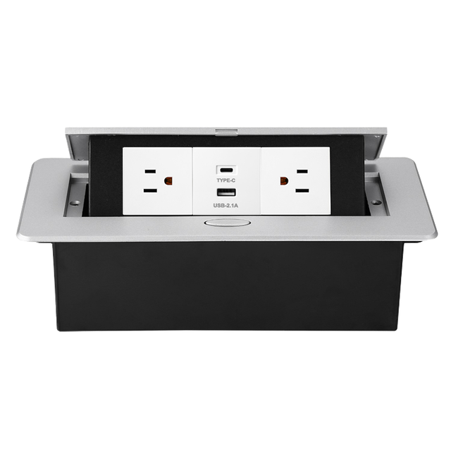 16A 13A Rated Current Pop-Up Tabletop Socket Box Outlets Dustproof USB+TYPE-C and double EU Plug Standard Table Box