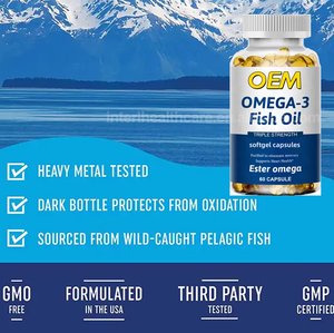 Cápsulas blandas de aceite de pescado OEM omega-3 DHA 500mg 1000mg Suplemento cápsula blanda de aceite de hígado de bacalao Halal - Product Image 6