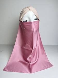 Vente en gros d'usine : <span class=keywords><strong>Voile</strong></span> musulman islamique modeste en satin Nida de couleur unie, demi-khimar, burqa, niqab, hijab pour femmes - Product Image 5