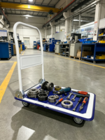 Nouvelle charrette à plateforme pliable à 4 roues bleue