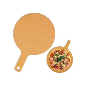 8 inch Vòng bánh pizza phục vụ hội đồng quản trị tự nhiên sợi gỗ Laminate cắt phục vụ hội đồng quản trị với xử lý