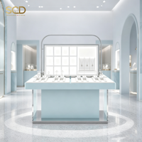 Vitrine de présentation de bijoux de luxe personnalisée avec éclairage LED, présentoirs à colliers, comptoir modulaire pour boutique de détail
