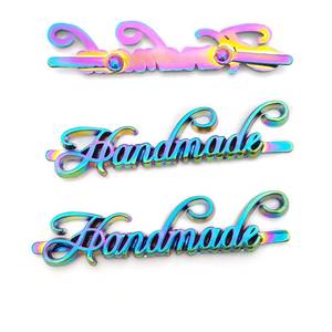 Rainbow Plated Rectangular Nameplates OEM Metal Labels with Pins for <b>Bags</b> Garments Shoes and Luxury <b>Accessories</b> - Product Image 3