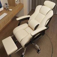Fauteuil de Bureau de Direction Luxe en Cuir Blanc, Type Racing, Inclinable et Pivotant, Ergonomique et Confortable