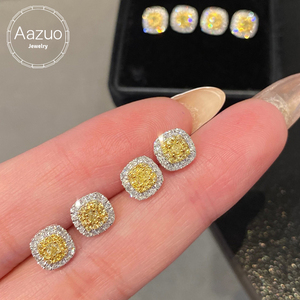 อาซูโอ ไฟน์ จิวเวลรี่ 18K ทองคำแท้สีเหลืองเพชรธรรมชาติทรงเหลี่ยมคลาสสิกต่างหูของขวัญสำหรับผู้หญิง AU750 - Product Image 1