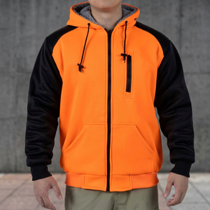 <b>Men</b> Sherpa Fleece Zip Up <b>Hoodie</b> Winter Hooded Jacket Windproof Breathable Warmer <b>Work</b> Sweatshirt Soft Velvet Pocket Outdoor Wear - Product Image 4