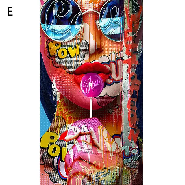 Modern Abstract Graffiti Woman Portrait Oil Painting Canvas Decoration Hanging Photo Posters For Room Wall Art Canvas