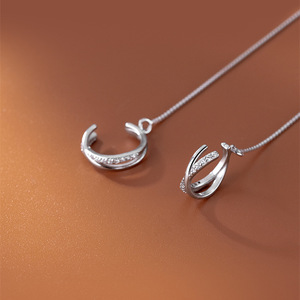 Ligne d'oreille à franges croisées Premium Sense en argent sterling en gros Boucles d'oreilles à <span class=keywords><strong>clip</strong></span> d'oreille à diamants géométriques irréguliers intégrées - Product Image 2