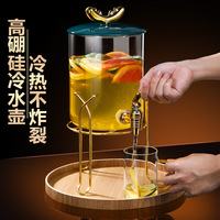 Seau de boisson froide de jus en verre à haute teneur en borosilicate avec robinet seau de brassage de vin blanc résistant aux hautes températures