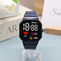 Jam Tangan Digital Olahraga Logo Kustom 2026 Wanita Pria Persegi LED Plastik Elektronik Anak-anak