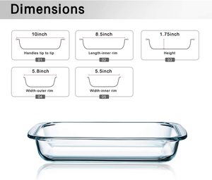 2024 in vetro trasparente teglia da forno in vetro <span class=keywords><strong>per</strong></span> la cottura di piccole casseruole oblunghe rettangolare teglia da forno in vetro - Product Image 2