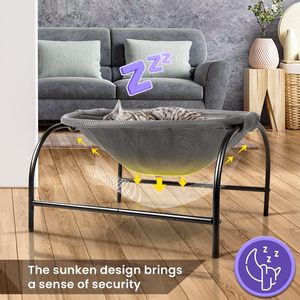 Cama para Gatos Desmontable y Lavable, Elevada y Transpirable, Hamaca Independiente para Dormir Mascotas, Diseño Sólido - Product Image 2