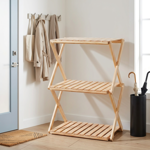 Étagère en bois Radiata peu encombrante – Organisateur de chaussures et étagère de rangement pour vêtements à 2/3/4 niveaux pour la maison, le dortoir et l'appartement - Product Image 1
