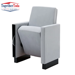Chaise moderne personnalisée haut de gamme en bois et tissu, multi-usages, pour école, théâtre, église, cinéma, avec tablette d'écriture - Product Image 1