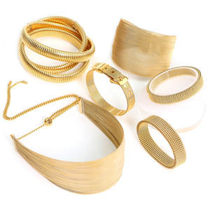 Sept fleurs bijoux en acier inoxydable dame 50mm Kada Net Style <span class=keywords><strong>maille</strong></span> <span class=keywords><strong>collier</strong></span> pour l'inde marché dame <span class=keywords><strong>collier</strong></span> femmes <span class=keywords><strong>maille</strong></span> tour de cou - Product Image 4