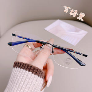 Lunettes ultra légères à monture métallique sans bordure pour femmes, avec verres bloquant la lumière bleue, taille moyenne, fabriquées au Zhejiang, pièce 6022 - Product Image 5