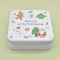 Biscuits de Noël imprimés personnalisés boîte en fer blanc Biscuit sucré Snack carré en métal peut Baklava chocolat Cookie boîte d'emballage en étain