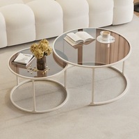 Table basse multifonctionnelle en verre avec cadre métallique, style INS, design italien, blanc crème, pour petit appartement