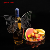 Aile de papillon LED en acrylique pour bouchon de bouteille, accessoire de fête rechargeable à couleurs changeantes pour Halloween