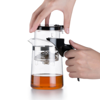 Théière et tasse à thé en verre à haute teneur en borosilicate résistant à la chaleur simple classique 500ml théière et tasse pressées par filtre transparent