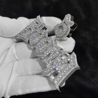 NUOYA Bijoux Hip Hop personnalisés Pendentif nom en diamant glacé Pendentif lettre personnalisé en diamant brillant