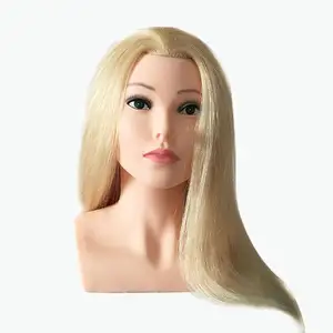 100% Tóc Con Người Đào Tạo Đầu Tóc Trắng Cho Salon Làm Tóc Chuyên Nghiệp Mannequin Búp Bê