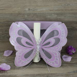 Cartes d'invitation fantaisie en papier découpé au laser <span class=keywords><strong>rose</strong></span> blush avec des papillons 3D pour mariage, baby shower, baptême - Product Image 2