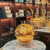 GOLDEN KEY Goldener Chafing Dish 8L mit Drahtkorb, Buffet-Server, Speisenwärmer mit Kuppeldeckel für Catering, Restaurant, Hotel, Bankett