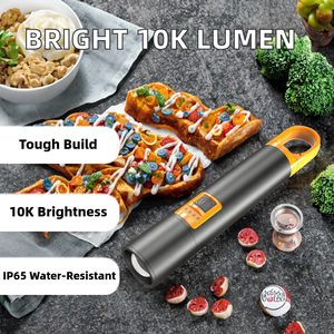 <span class=keywords><strong>Lampe</strong></span> de poche <span class=keywords><strong>rechargeable</strong></span> au lithium-ion durable de 15 volts, 1000 lumens de luminosité, longue durée de vie des piles AA, construction en aluminium, <span class=keywords><strong>torche</strong></span> IP65 - Product Image 2