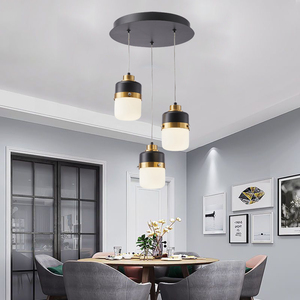 Minimalist Modern Dining Room <strong>Pendant</strong> Light Home Hanging Decoration Black Brass Finish Iron Opal Glass Modern Led <strong>Pendant</strong> Lamps